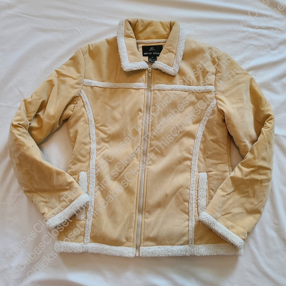 GUC Oscar Sports Cream/Beige/White Vintage y2k Warm Winter Jacket Coat, XL